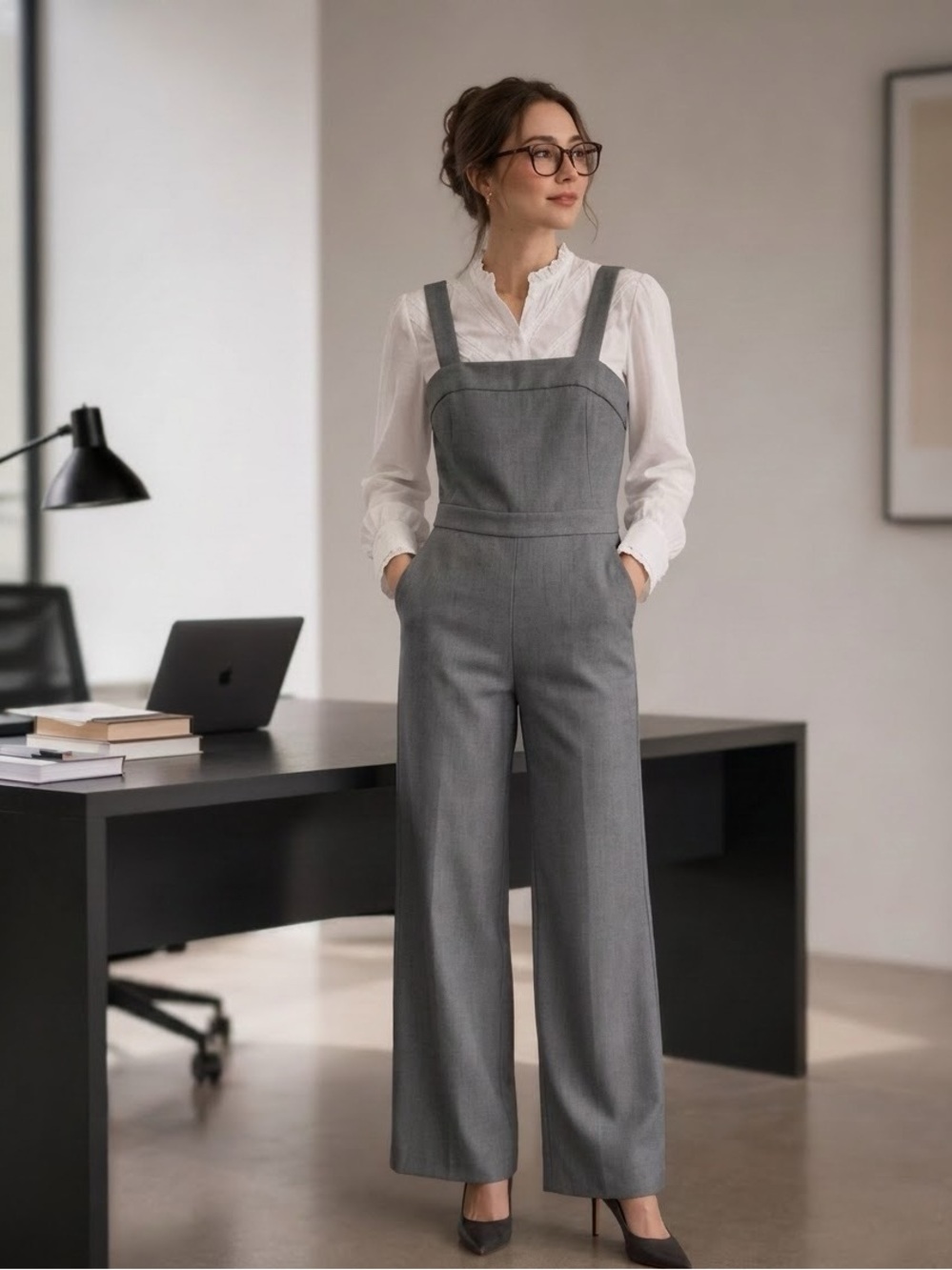 Club Monaco Gray Wide Leg Jumpsuit Size 2 Casual Chic - Picture 2 of 15
